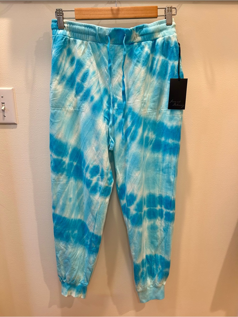 Jane and Delancey Blue Tie Dye Joggers Size Medium NWT